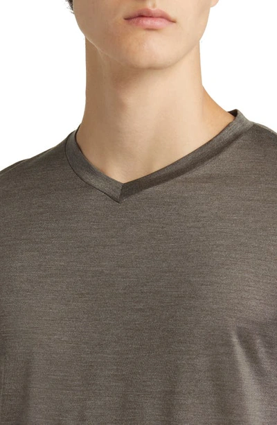 Shop Canali V-neck Silk T-shirt In Beige