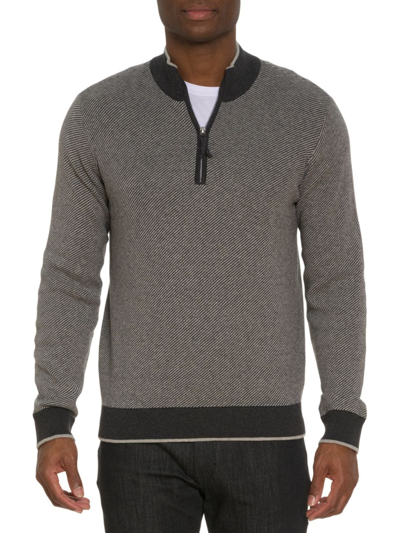 Shop Robert Graham Men's Calabria Quarter-zip Sweater In Grey