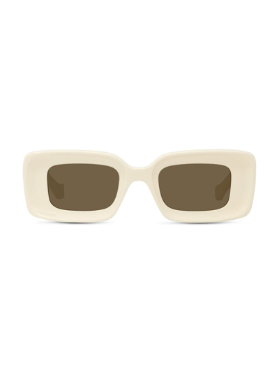 Shop Loewe Women's Chunky Anagram Rectangle Sunglasses In Ivory