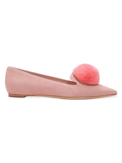 Shop Kate Spade Women's Amour Pom-pom Suede Flats In Dancer Pink