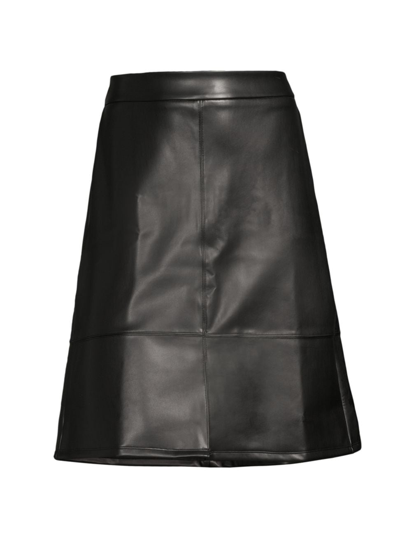 Shop Nydj, Plus Size Women's Faux Leather Knee-length Skirt In Black