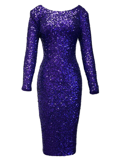Shop Dress The Population Women's Emery Sequin Midi Dress In Violet