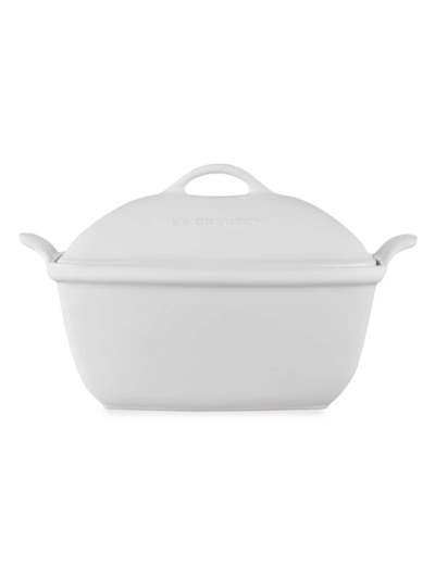 Shop Le Creuset 4.5-quart Heritage Stoneware Deep Baker With Lid In White