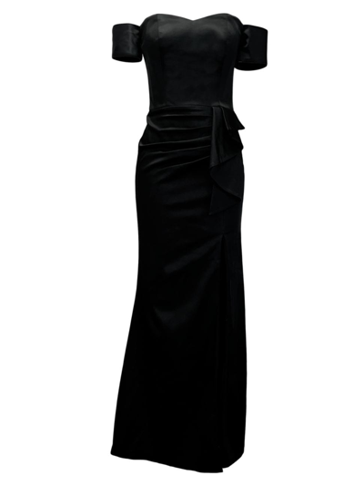 Shop Dress The Population Women's Gabrielle Stretch Satin Gown In Black