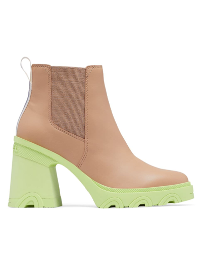 Shop Sorel Women's Brex Leather High-heel Chelsea Boots In Green