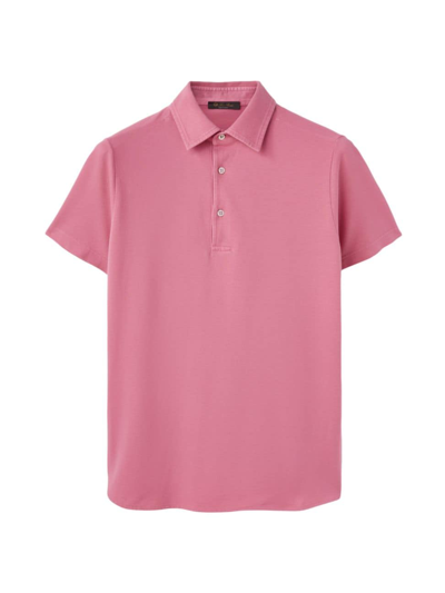 Shop Loro Piana Men's Piqué Dyed Polo Shirt In Pink Eyeshadow