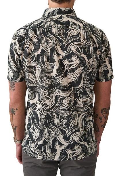 Shop Good Man Brand Big On-point Short Sleeve Organic Cotton Button-up Shirt In Sky Captain Wavy Stripe