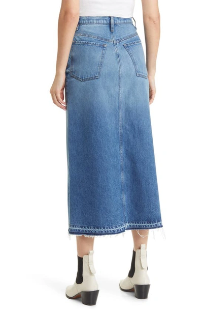 Shop Frame Raw Hem Denim Midi Skirt In Del Amo