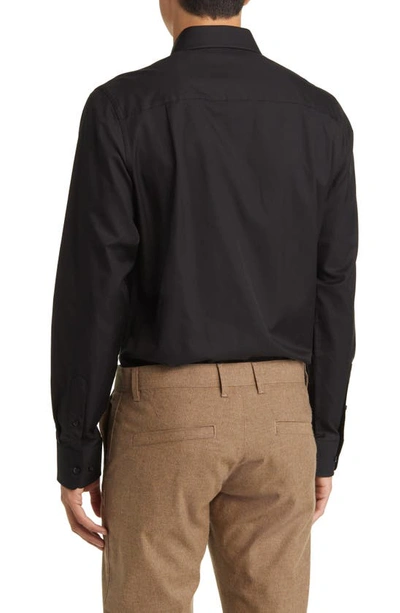 David Donahue Trim Fit Barrel Cuff Cotton Dress Shirt In Black