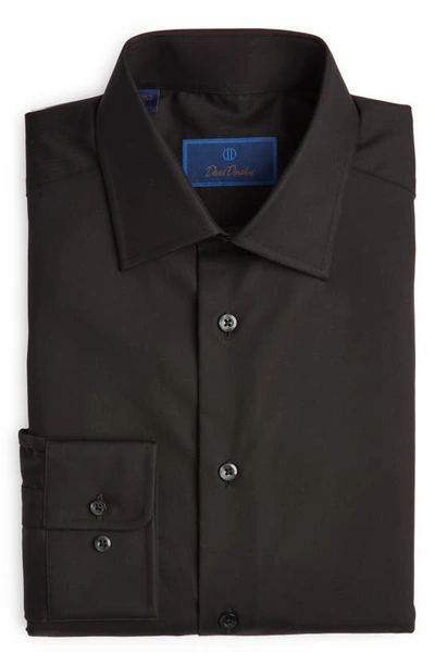 Shop David Donahue Trim Fit Cotton Dress Shirt In Black