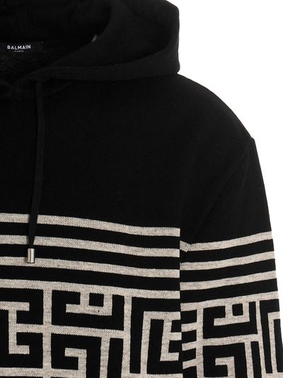 Shop Balmain 'monogram & Stripe' Hoodie