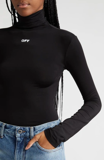 Shop Off-white Off Stamp Second Skin Turtleneck Top In Black White