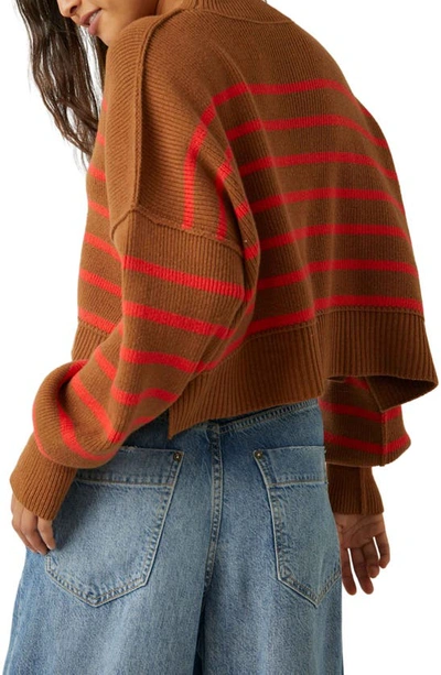 Shop Free People Easy Street Stripe Rib Crop Sweater In Sahara Combo
