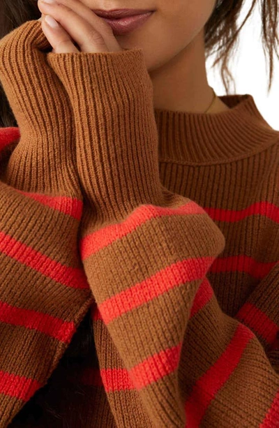 Shop Free People Easy Street Stripe Rib Crop Sweater In Sahara Combo