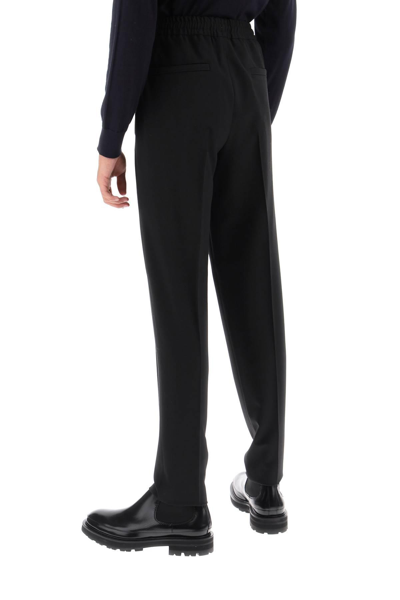 Shop Zegna Jogger Fit Wool Blend Trousers In Black