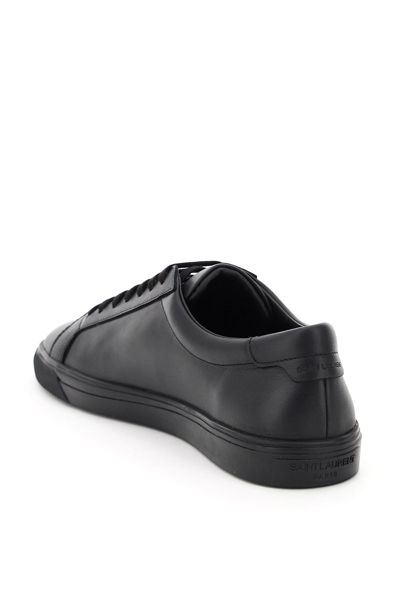 Shop Saint Laurent Andy Leather Sneakers In Black