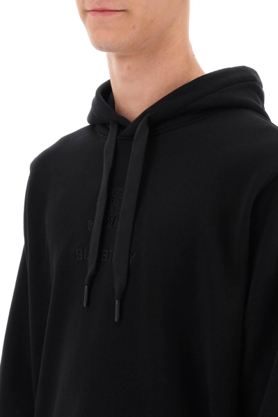 Shop Burberry Tidan Hoodie With Embroidered Ekd In Black