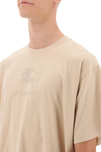 Shop Burberry Tempah T-shirt With Embroidered Ekd In Beige