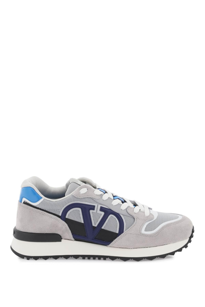 Shop Valentino Vlogo Pace Low-top Sneakers In Grey,black,blue