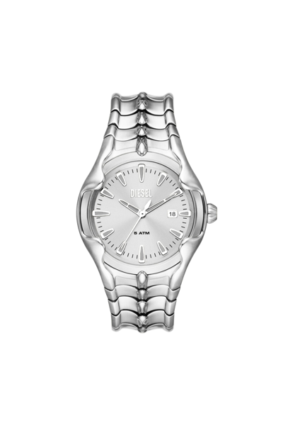 Shop Diesel Vert Three-hand Date Stainless Steel Watch In Argento