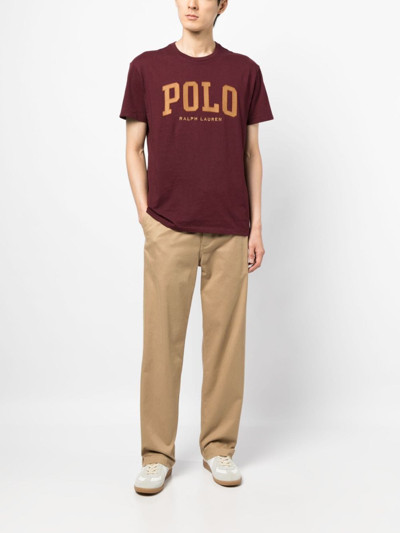 Shop Polo Ralph Lauren Logo-embroidered Cotton T-shirt In 红色