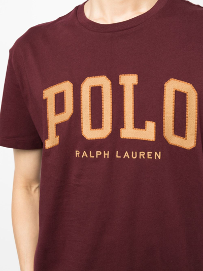 Shop Polo Ralph Lauren Logo-embroidered Cotton T-shirt In 红色
