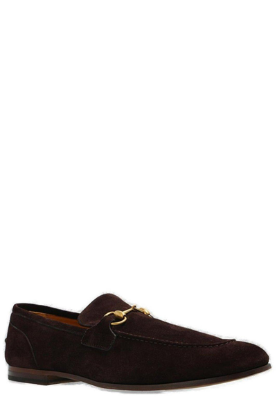 Shop Gucci Jordaan Horsebit Detail Slip-on Loafers