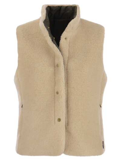 Shop Fay Reversible Shearling Effect Vest In Cream