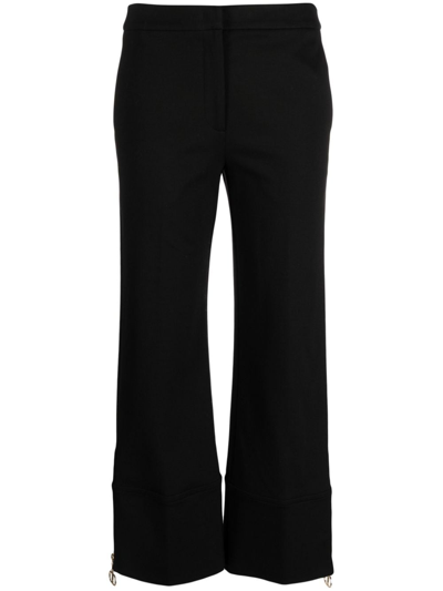 Shop Twinset Cropped Flared Trousers In Schwarz