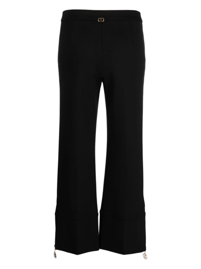 Shop Twinset Cropped Flared Trousers In Schwarz