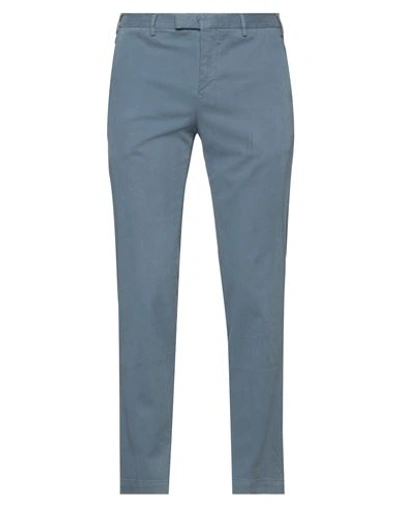 Pt Torino Man Pants Slate Blue Size 40 Modal, Cotton, Elastane In Blue