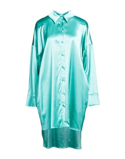 Shop Msgm Woman Mini Dress Turquoise Size 8 Viscose, Elastane In Blue