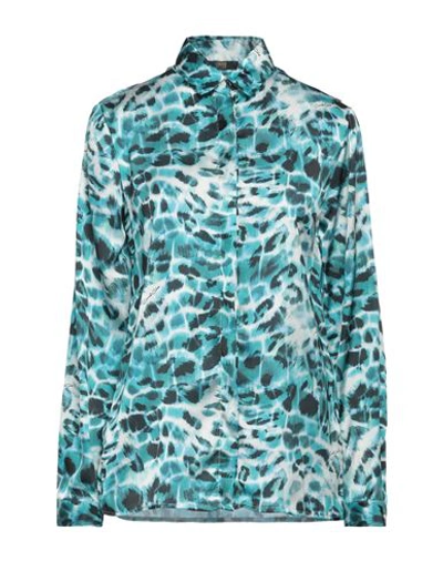 Shop Cavalli Class Woman Shirt Turquoise Size Xs Viscose In Blue