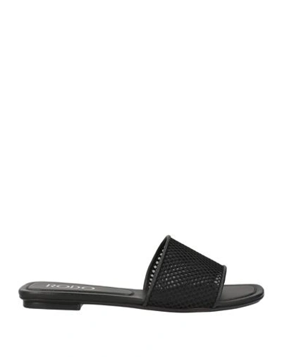 Rodo Woman Sandals Black Size 8 Soft Leather, Textile Fibers In Black