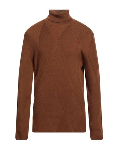 Shop Alpha Studio Man Turtleneck Brown Size 40 Wool