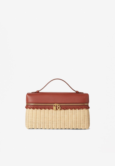 Loro Piana Extra Pocket L27 Wicker Pouch In Natural