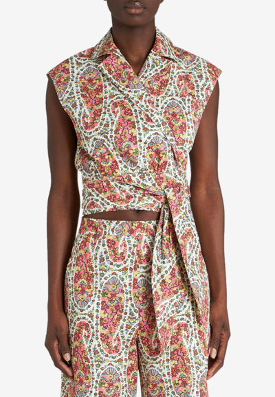 Etro Floral Paisley Print Cropped Shirt In Multicolor