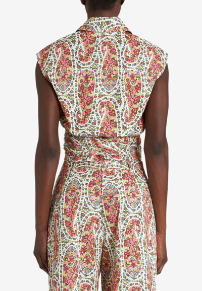 Etro Floral Paisley Print Cropped Shirt In Multicolor