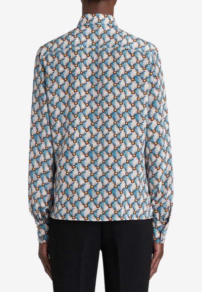 Etro Micro Floral Silk Button-front Shirt In Multicolor