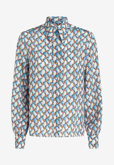 Etro Micro Floral Silk Button-front Shirt In Multicolor