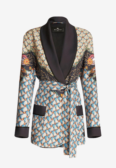 Shop Etro Floral Print Twill Robe Jacket In Multicolor