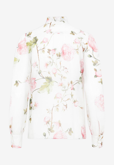 Shop Giambattista Valli Floral Silk Blouse In Multicolor