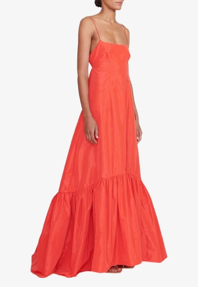 Shop Staud Florence Taffeta Gown In Red