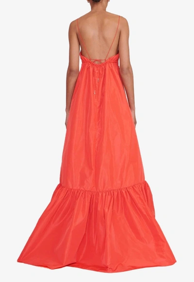 Shop Staud Florence Taffeta Gown In Red