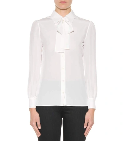 Shop Saint Laurent Silk Blouse In White