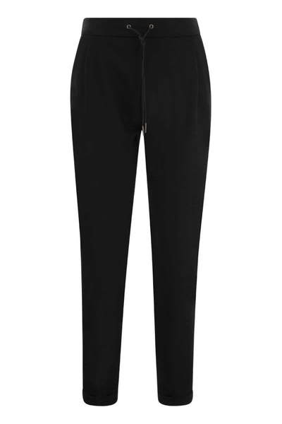 Shop Fabiana Filippi Wool-blend Jogging Trousers In Black