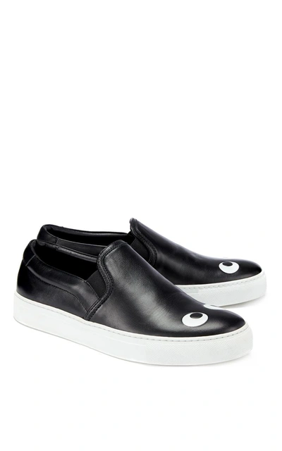 Shop Anya Hindmarch Skater Eyes Right Sneaker In Black Nappa