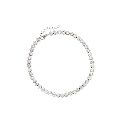 Shop Ross-simons Cz Anklet In Sterling Silver