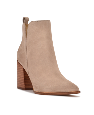 Shop Nine West Women's Birds Block Heel Booties In Taupe Suede