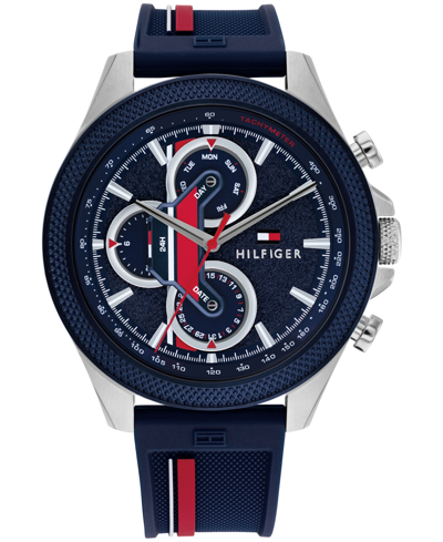 Shop Tommy Hilfiger Men's Multifunction Blue Silicone Watch 46mm